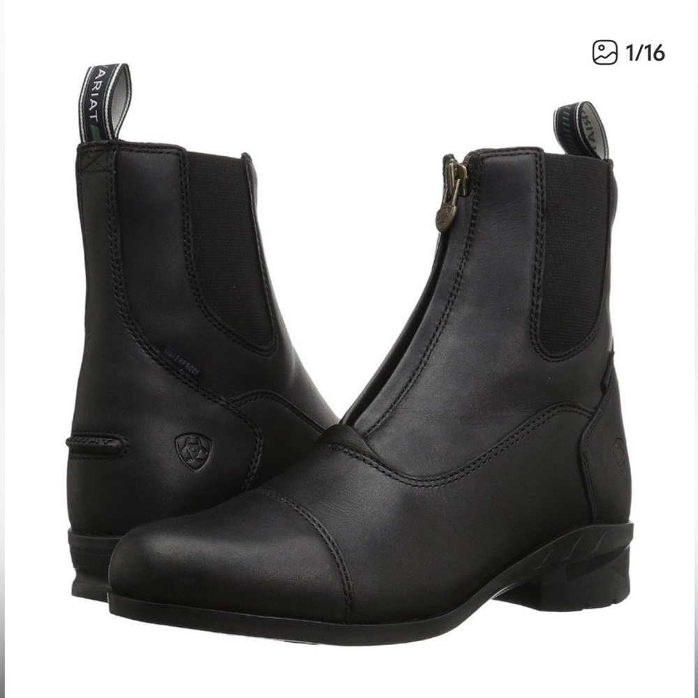 Ariat Black heritage IV zipper waterproof ankle boots size 7B preloved see pics
